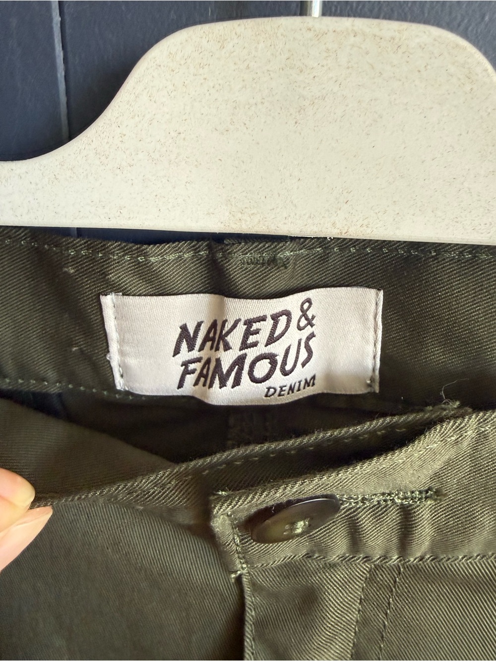 Naked & Famous Slim Chino, Khaki Green Stretch Twill, Size 31 x 31.5, EUC - Picture 3 of 11